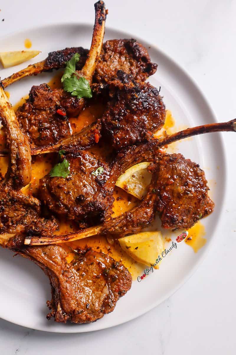 Plate of Baked Lamb Chops.