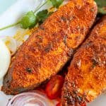 Plate of Pan Seared Tandoori Masala Fish.