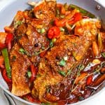 Pan of Jamaican Brown Stew Fish.