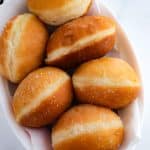 Dish of homemade Sugar Donuts.