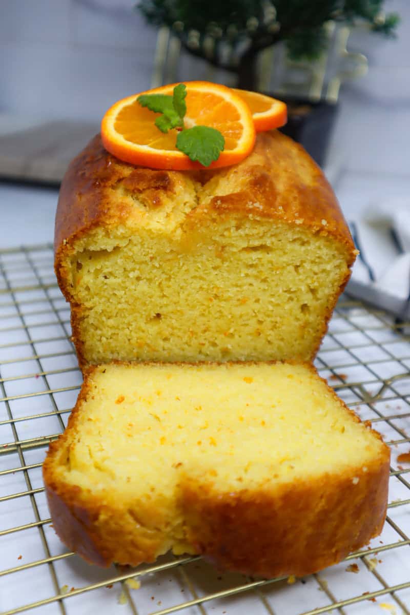 Partially-sliced Orange Cake.