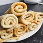 Stack of rolled Banana Crepes.