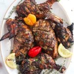 Platter of Jamaican Jerk Chicken.