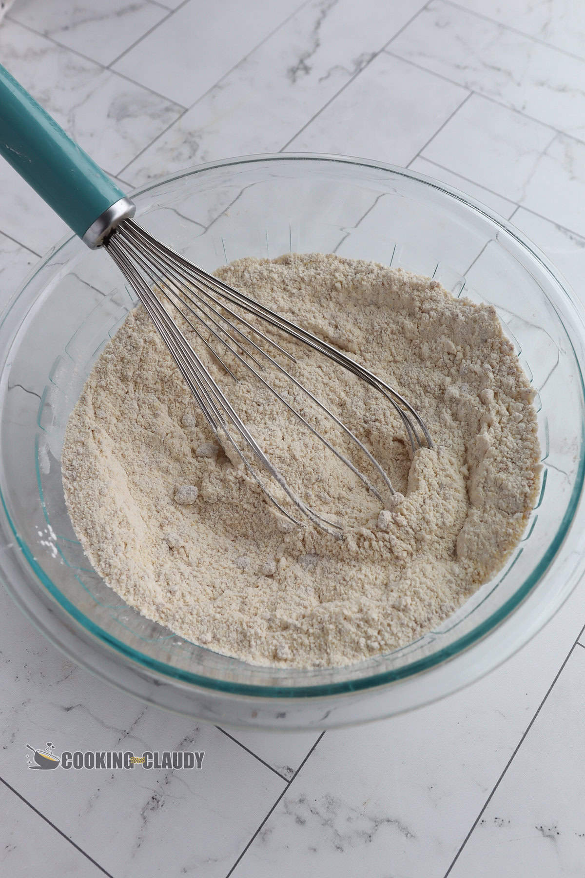 Whisk in a bowl of dry ingredients.