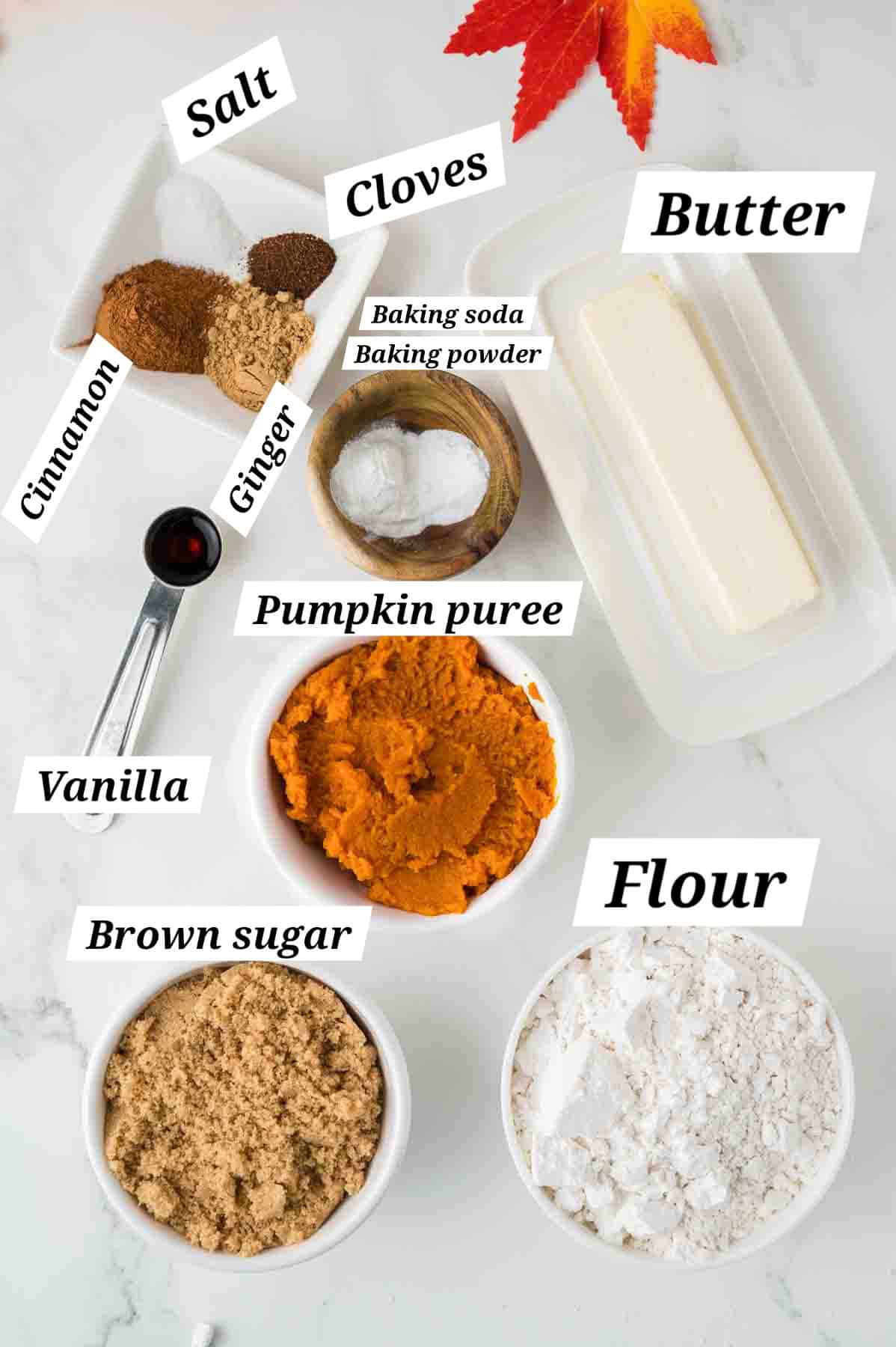 ingredients for the pumpkin pie spice cookies. 