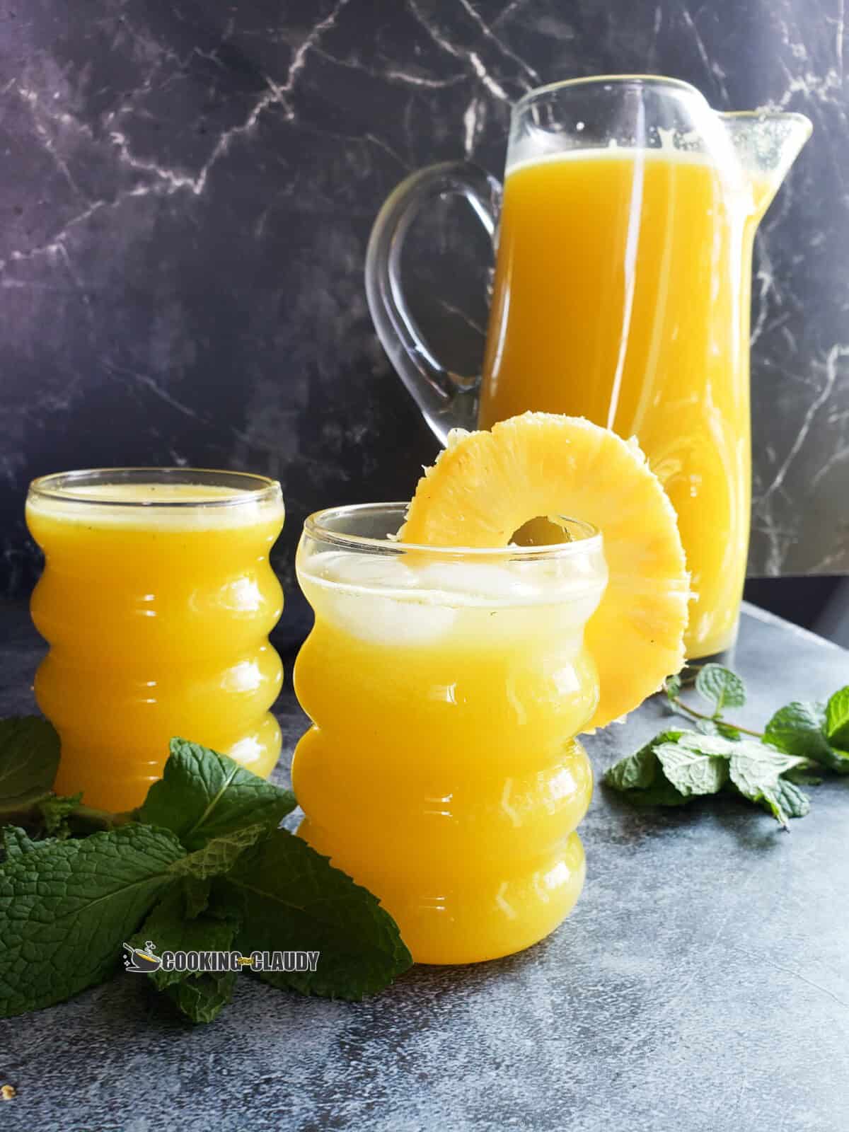 pineapple juice in a glass