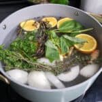 brine with ingredients in a pot