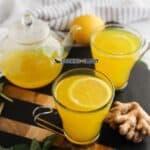 lemon ginger tea in glass tea cups.