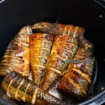 air fried mackerel inside an air fryer