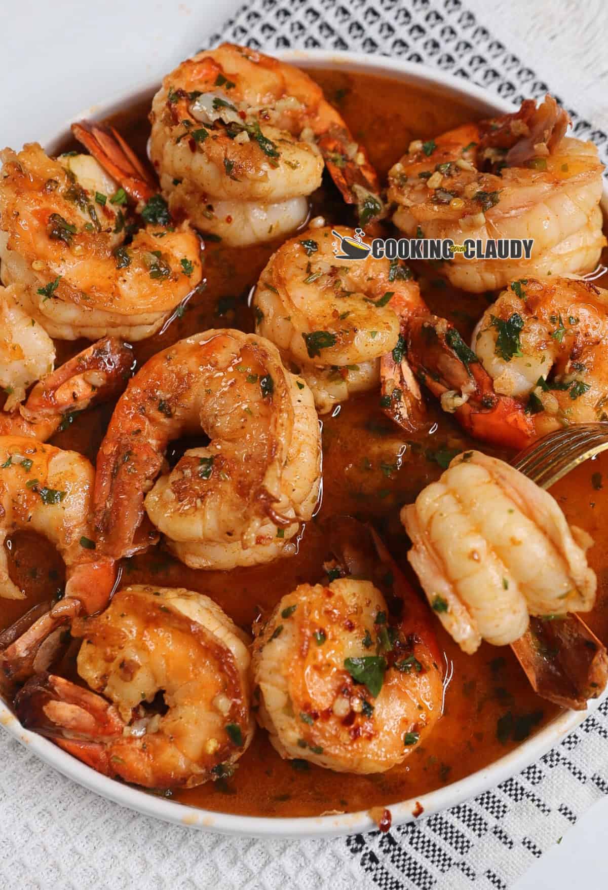 shrimp scampi in a white plate