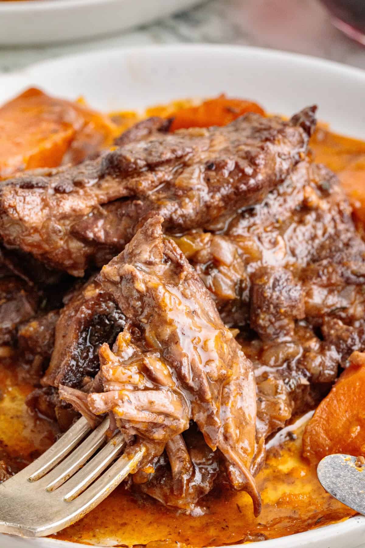 braised flanken short ribs in a plate