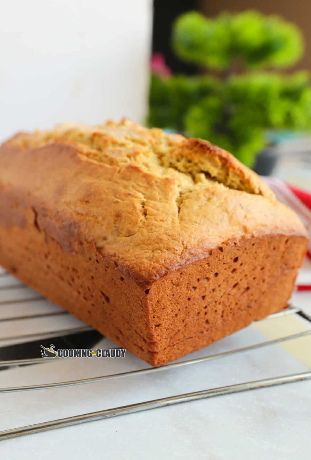 plantain cake on a rack