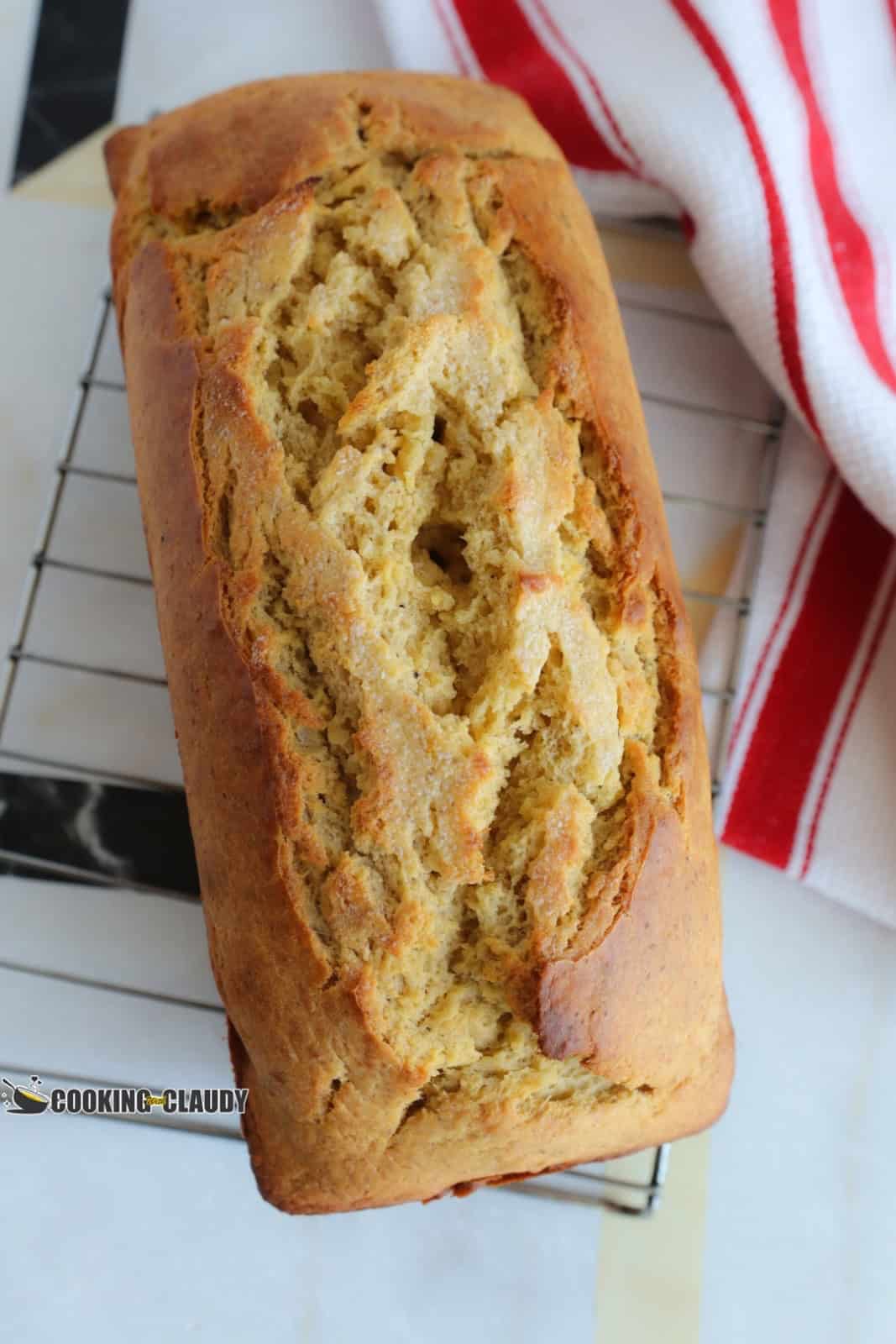 plantain cake on a black platter
