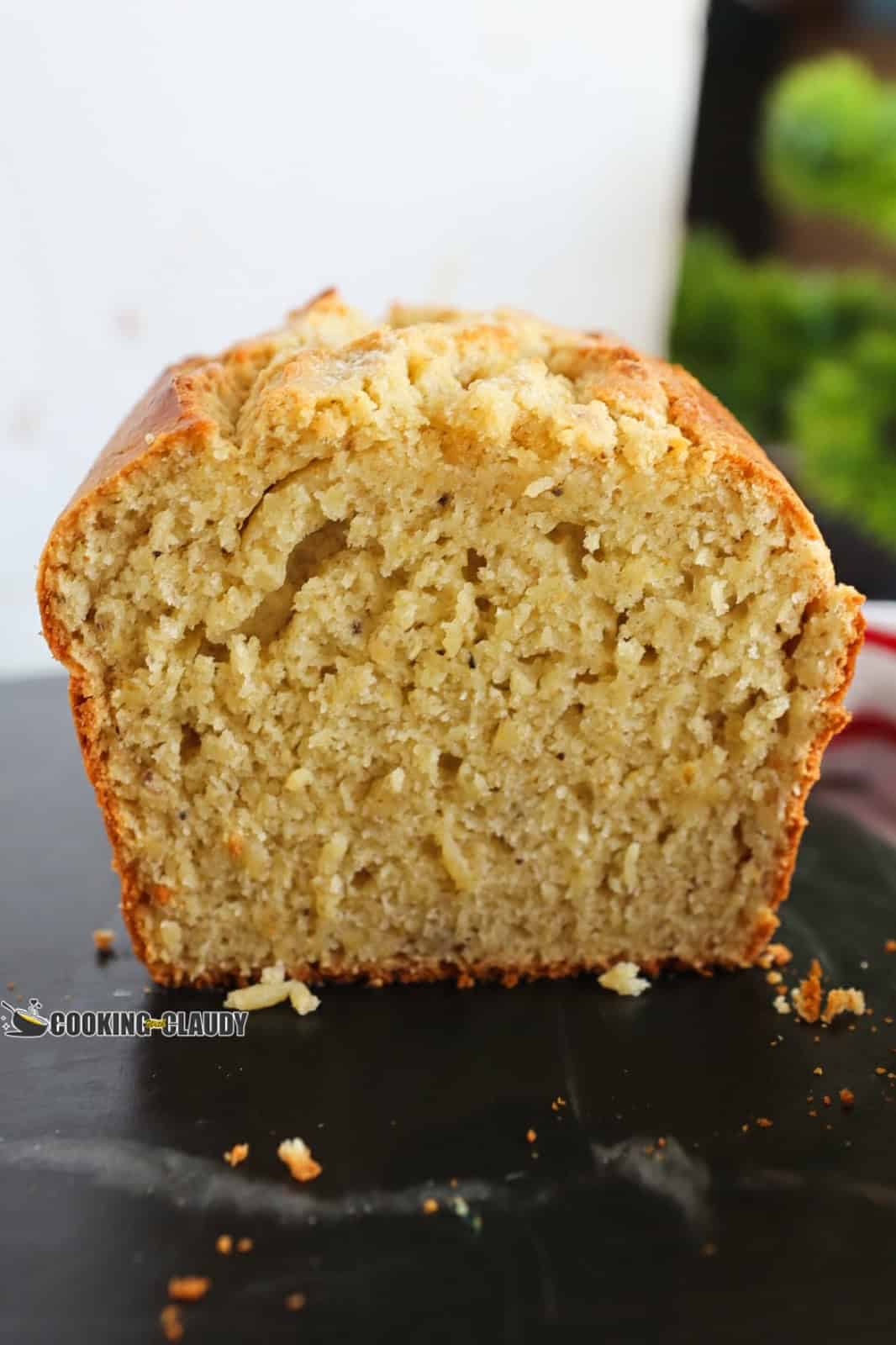 plantain cake on a black platter