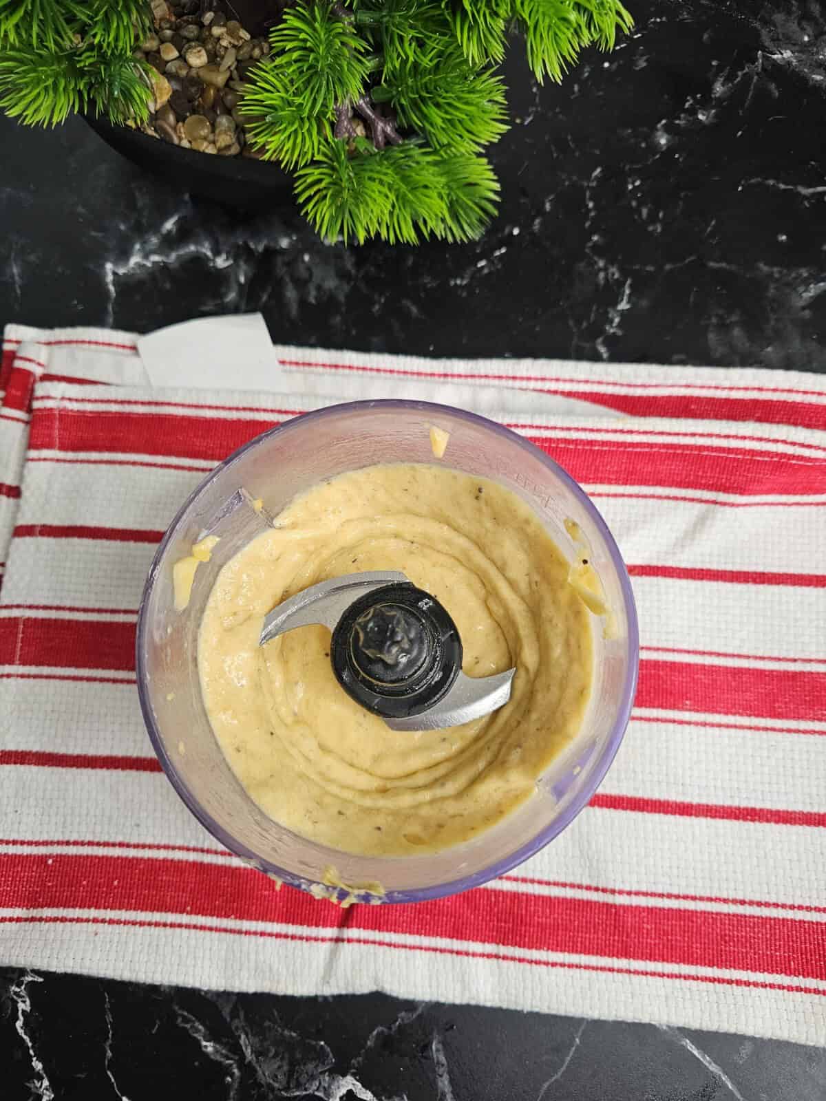 pureed banana in processor