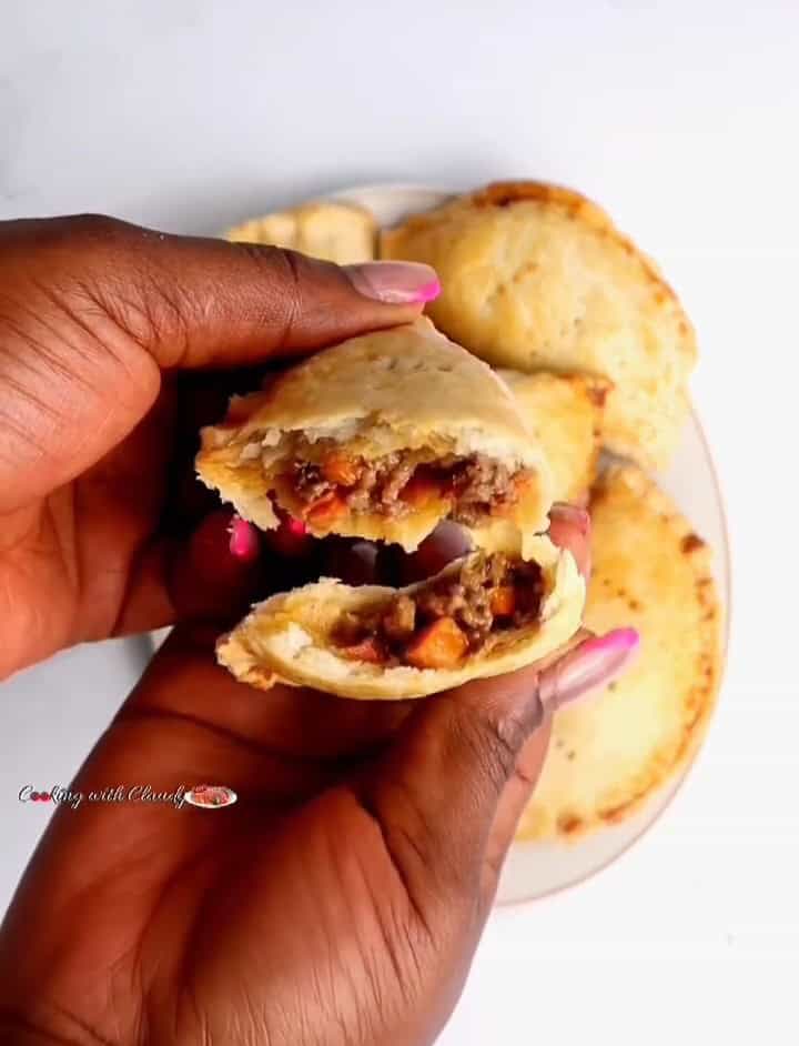 cut open meat pie