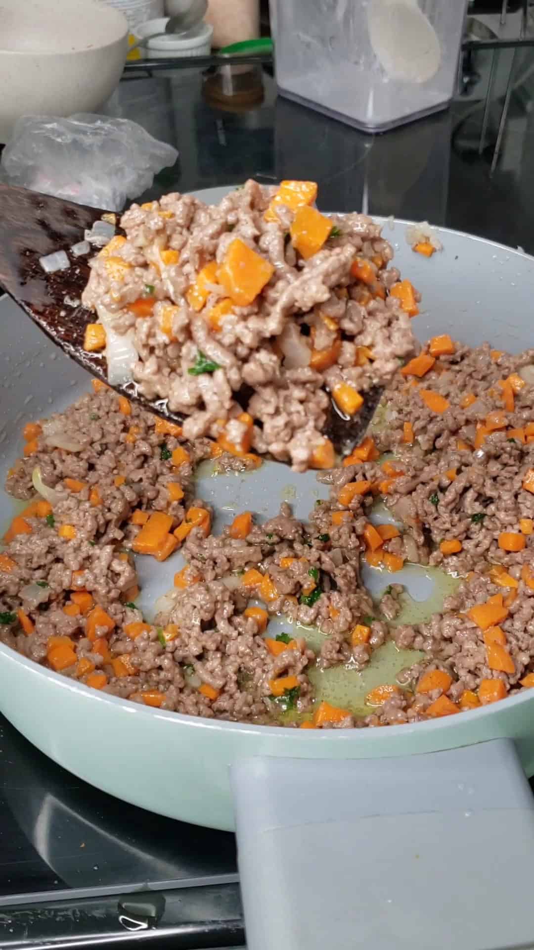 meat pie filling in a pot