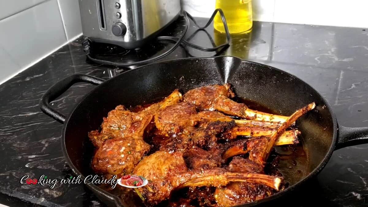easy oven baked lamb chops in a skillet