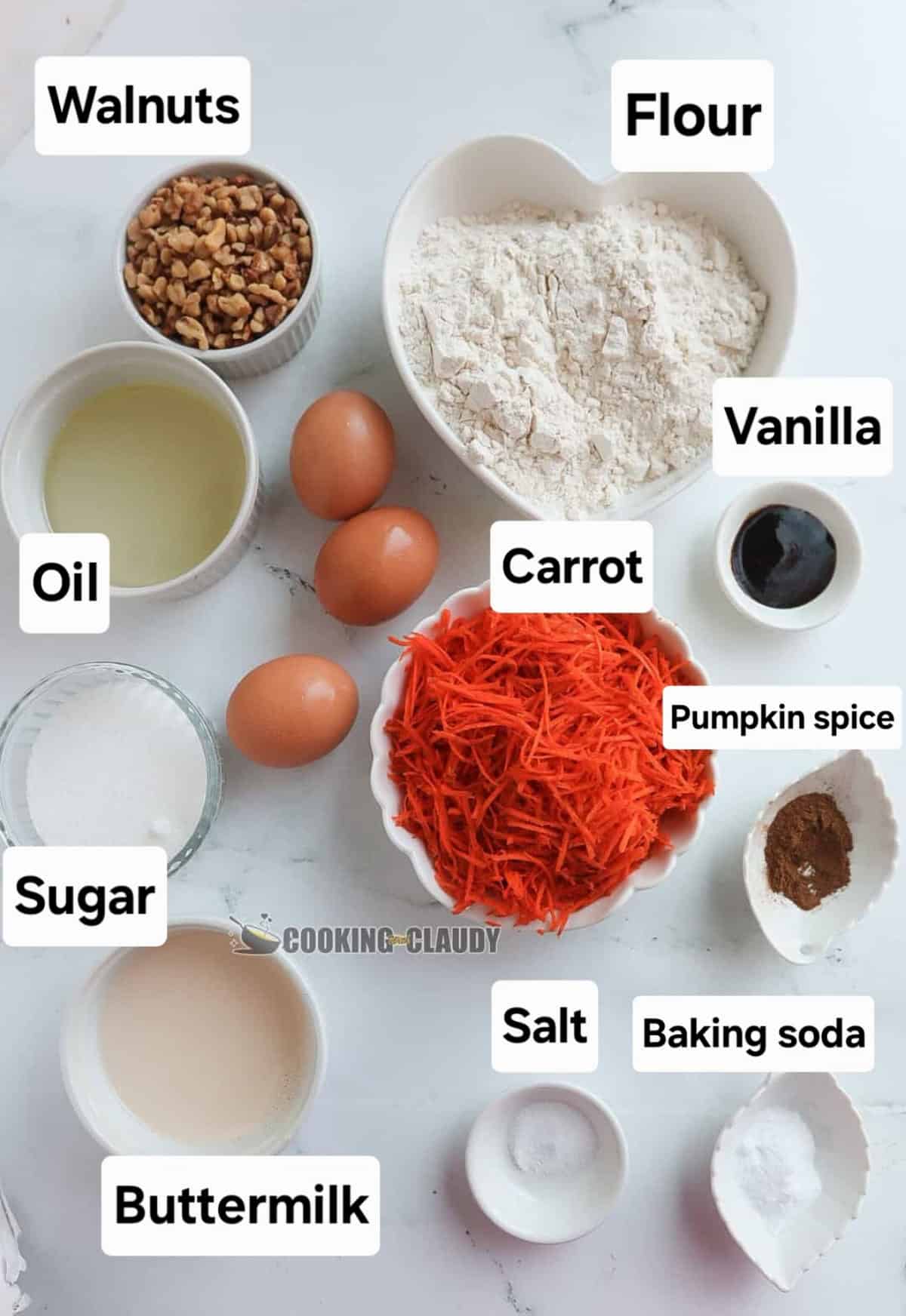 ingredients for carrot cake