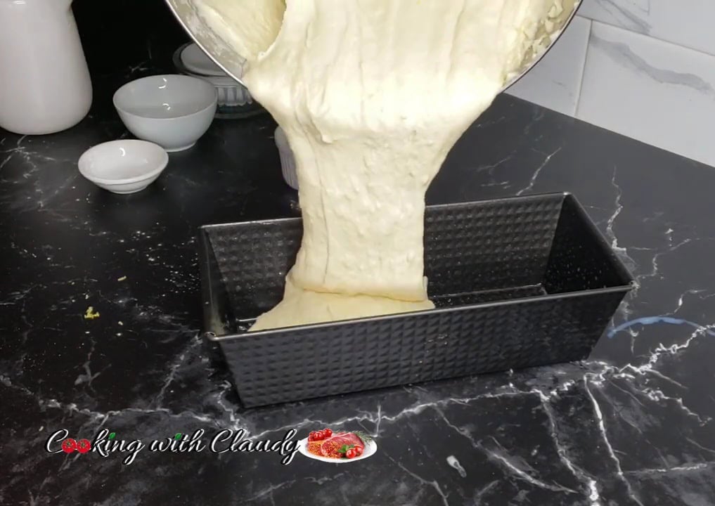 mixed the lemon cake batter in a baking pan