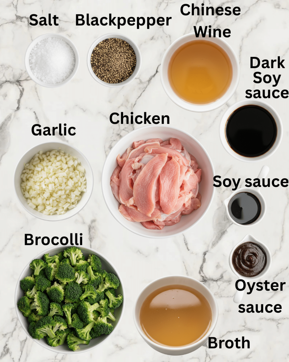 ingredients for chicken and brocolli stir fry