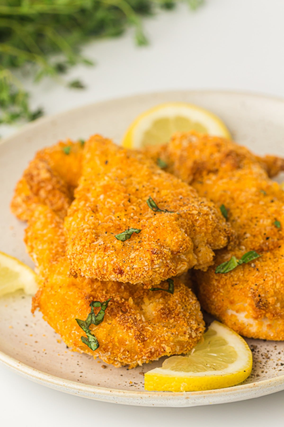 Easy and crispy air fryer chicken cutlet in a pan