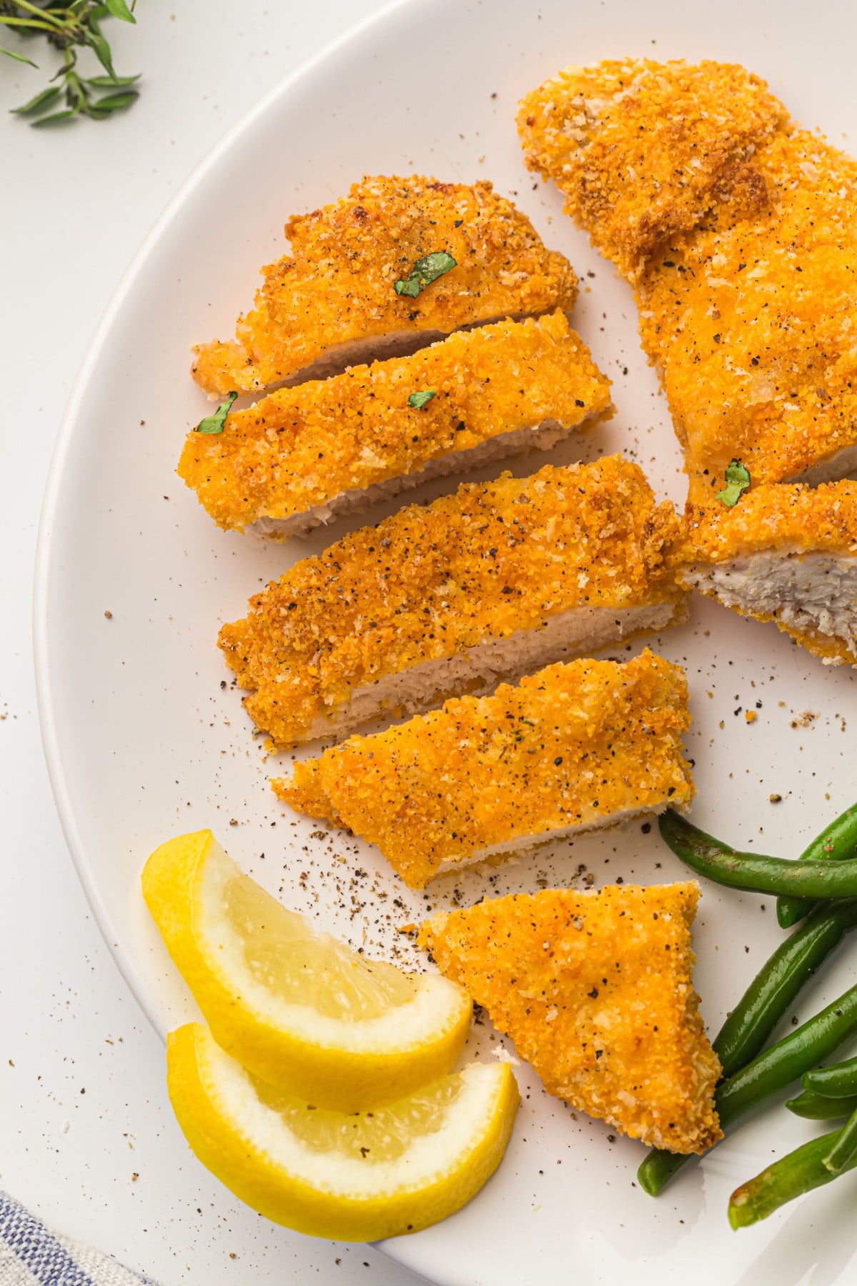 Easy and crispy air fryer chicken cutlet on a pan