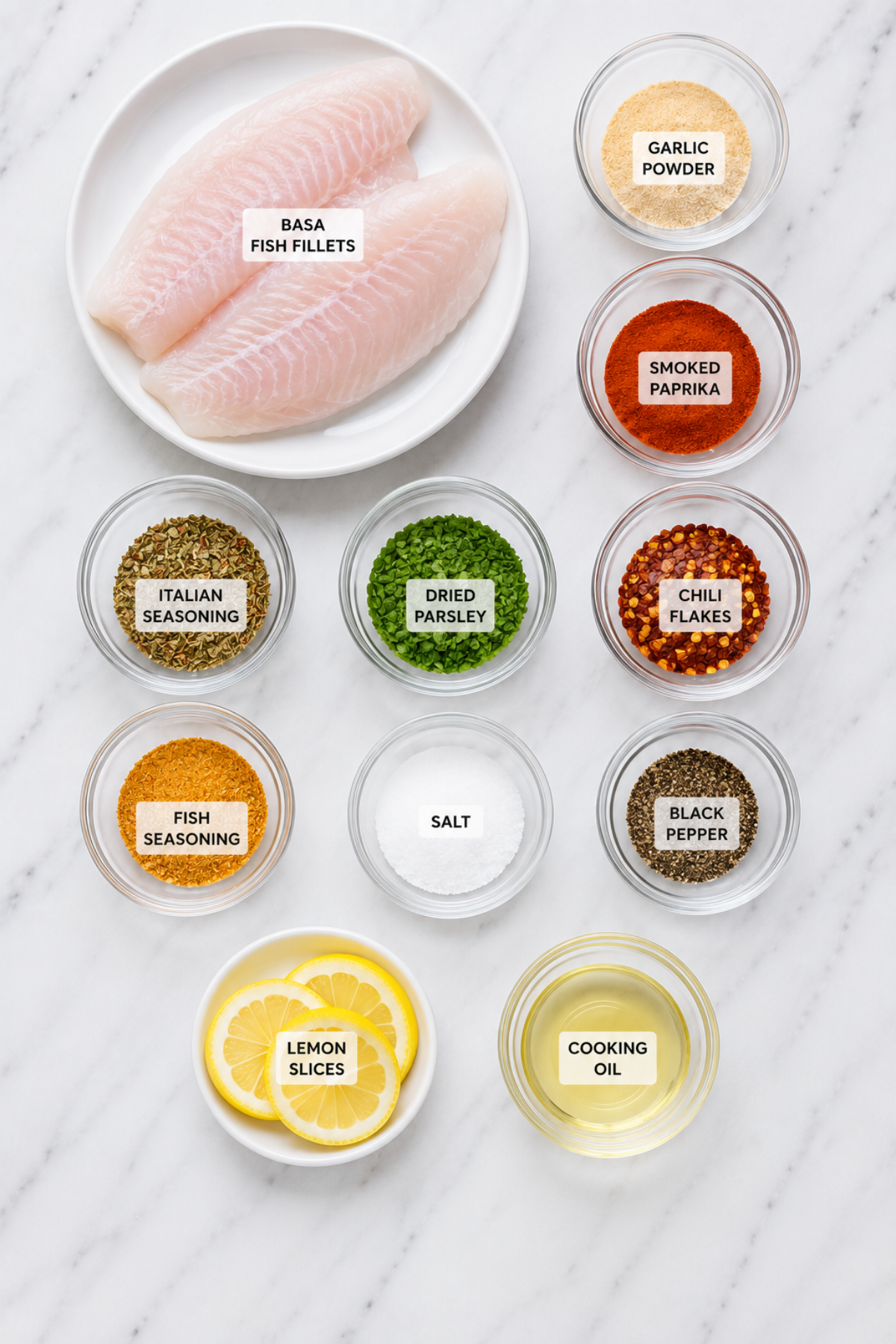 ingredients for baked basa